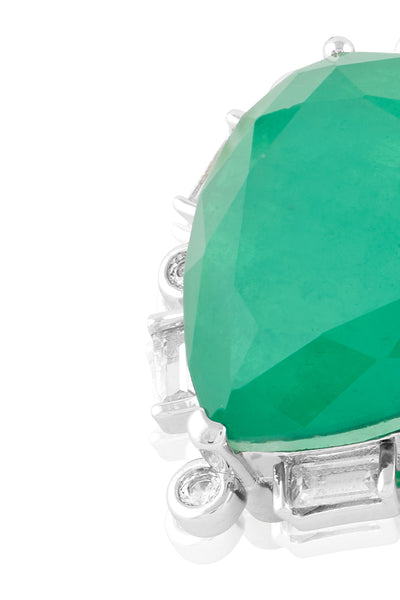 Isharya Emerald Radiance Heart Studs In Rhodium Plating indian designer wear online shopping melange singapore 
