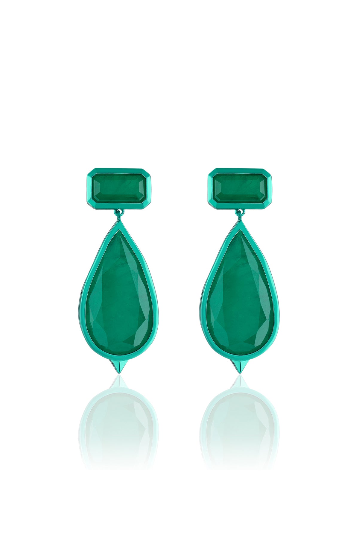 Isharya Enchanted Trail Dangler Earrings In Green Plating indian designer wear online shopping melange singapore 

