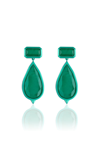 Isharya Enchanted Trail Dangler Earrings In Green Plating indian designer wear online shopping melange singapore 
