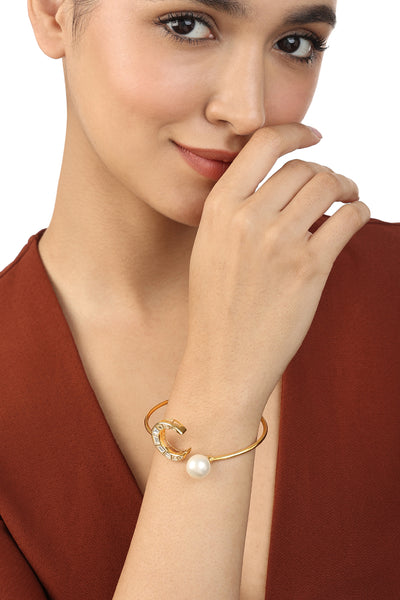 Isharya Essential Luna Isharya Essential Luna Bracelet In 18Kt Gold Plated indian designer wear online shopping melange singaporeIn 18Kt Gold Plated Front