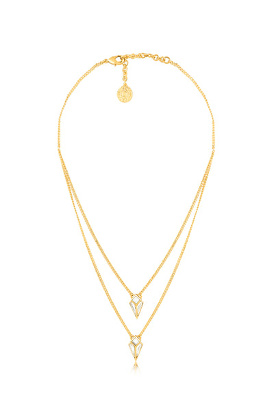 Isharya Essential Mirror Pearl Duo Necklace In 18Kt Gold Plated indian designer wear online shopping melange singapore