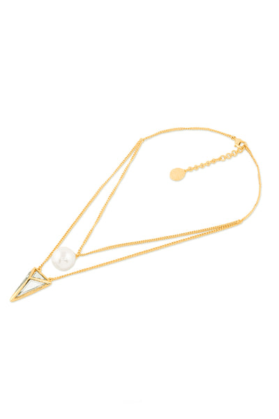 Isharya Essential Pearl Mirror Necklace In 18Kt Gold Plated indian designer wear online shopping melange singapore