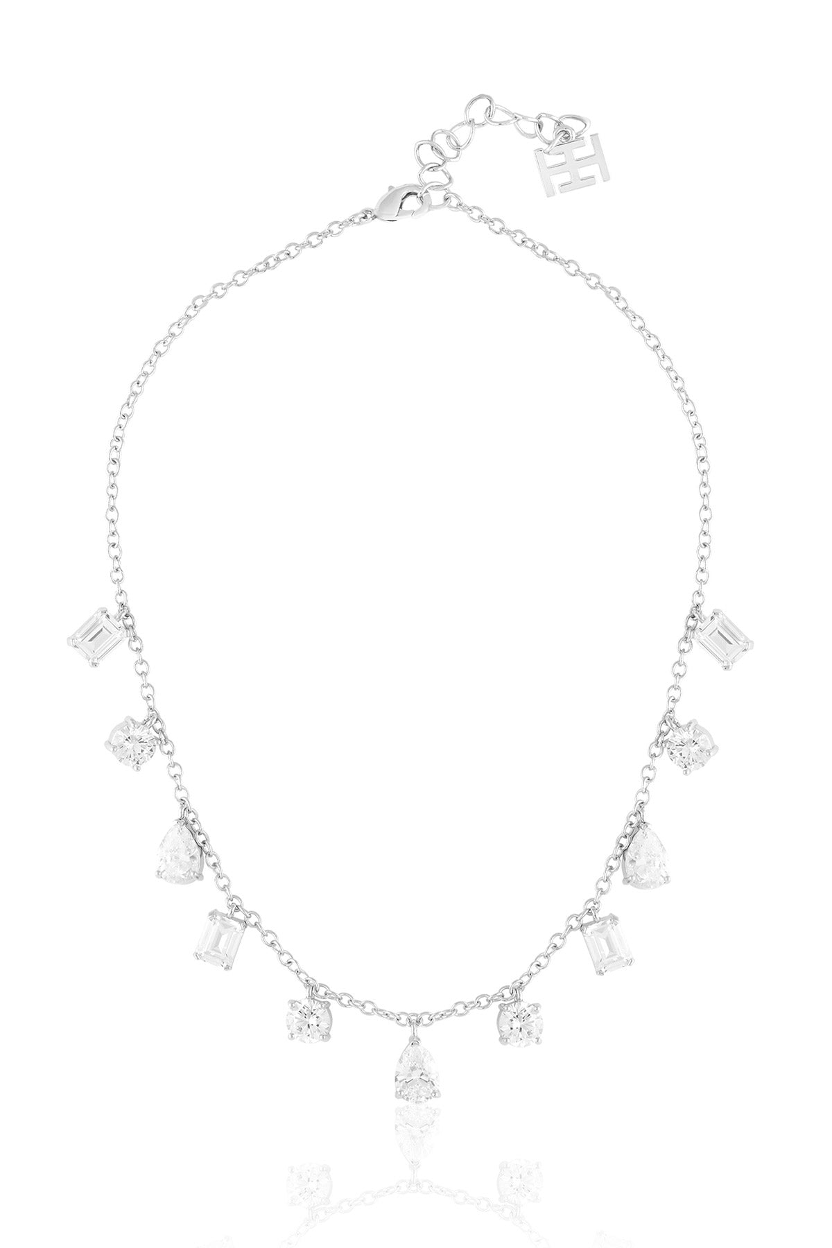 Isharya Eterna Charm Choker Necklace In Rhodium Plating indian designer wear online shopping melange singapore 