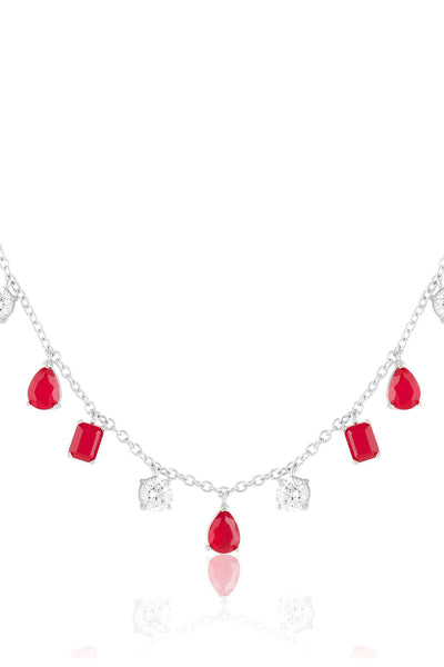 Isharya Eterna Fiery Charm Choker In Rhodium Plating indian designer wear online shopping melange singapore 
