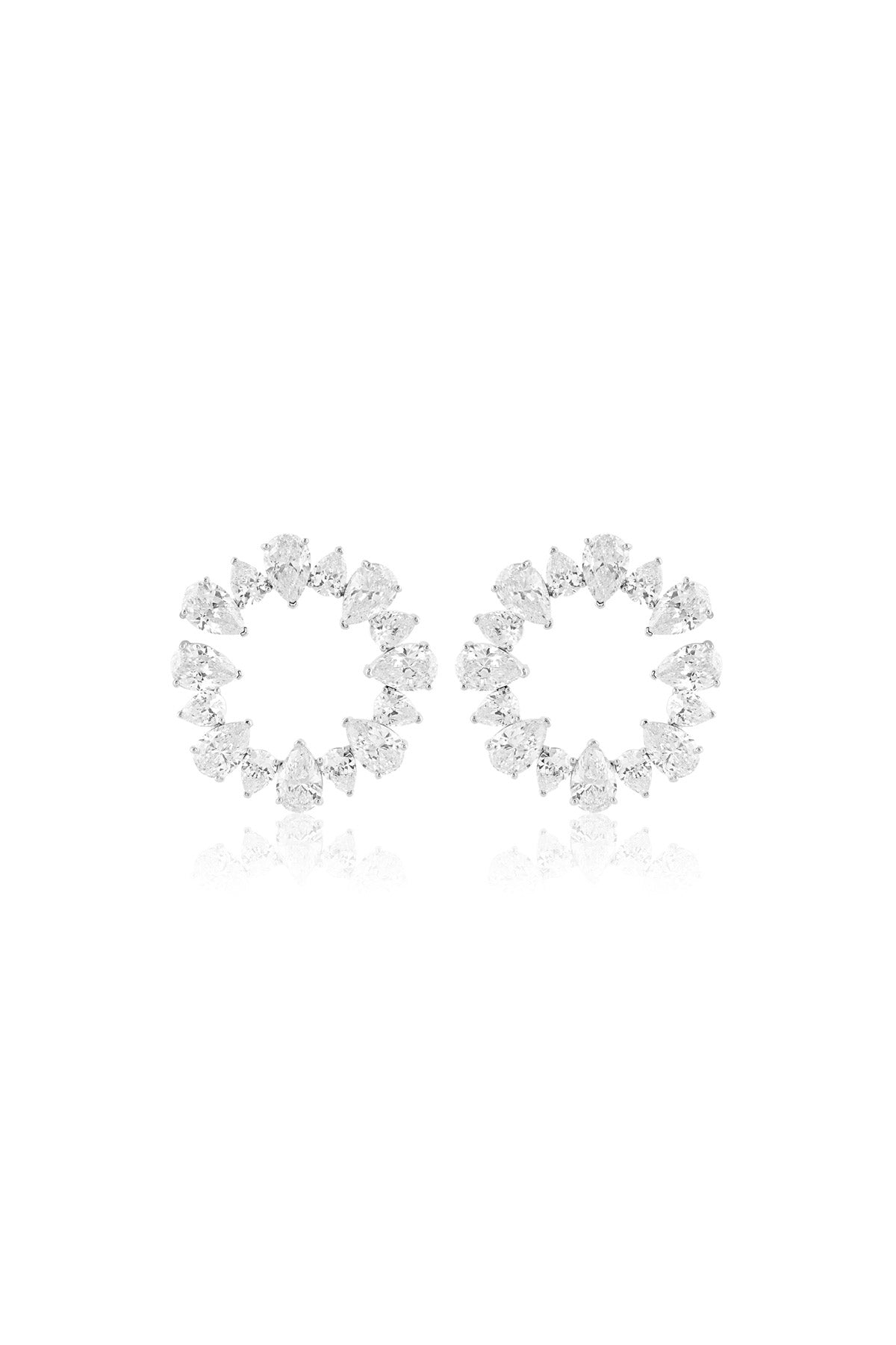 Isharya Eternal Glow Circle Studs In Rhodium Plating indian designer wear online shopping melange singapore 