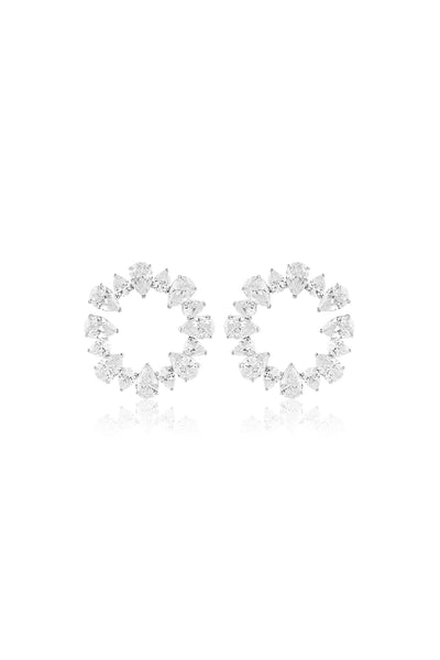 Isharya Eternal Glow Circle Studs In Rhodium Plating indian designer wear online shopping melange singapore 