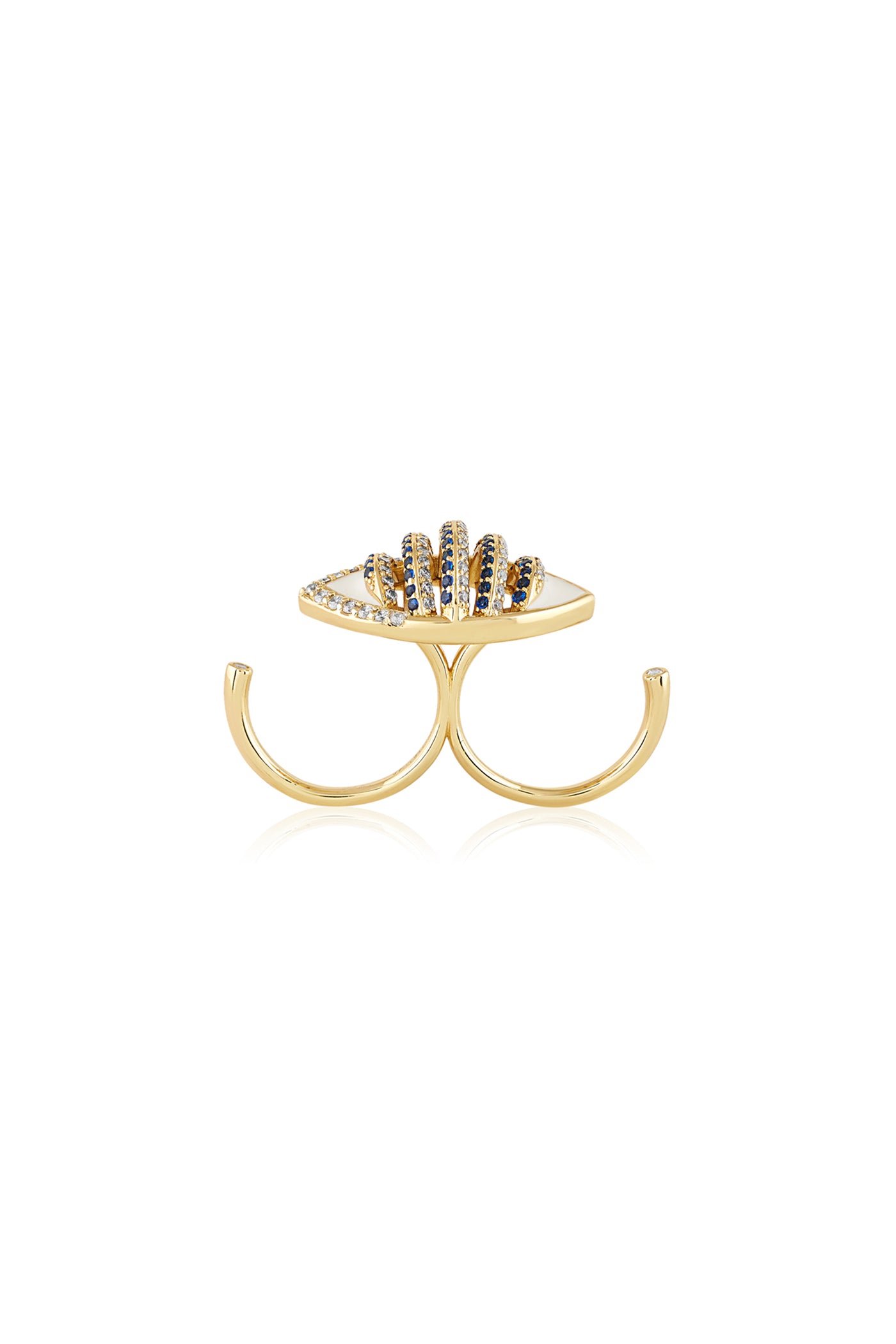 Isharya Eyelet Party Two-Finger Ring 18Kt Gold Plated indian designer wear online shopping melange singapore