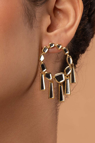 Isharya Fête Mirror Moon Bali Earrings jewellery indian designer wear online shopping melange singapore