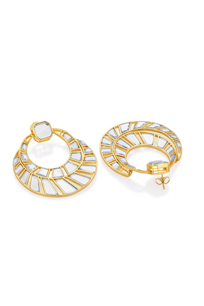 Isharya Fête Mirror Moon Bali Earrings White jewellery indian designer wear online shopping melange singapore