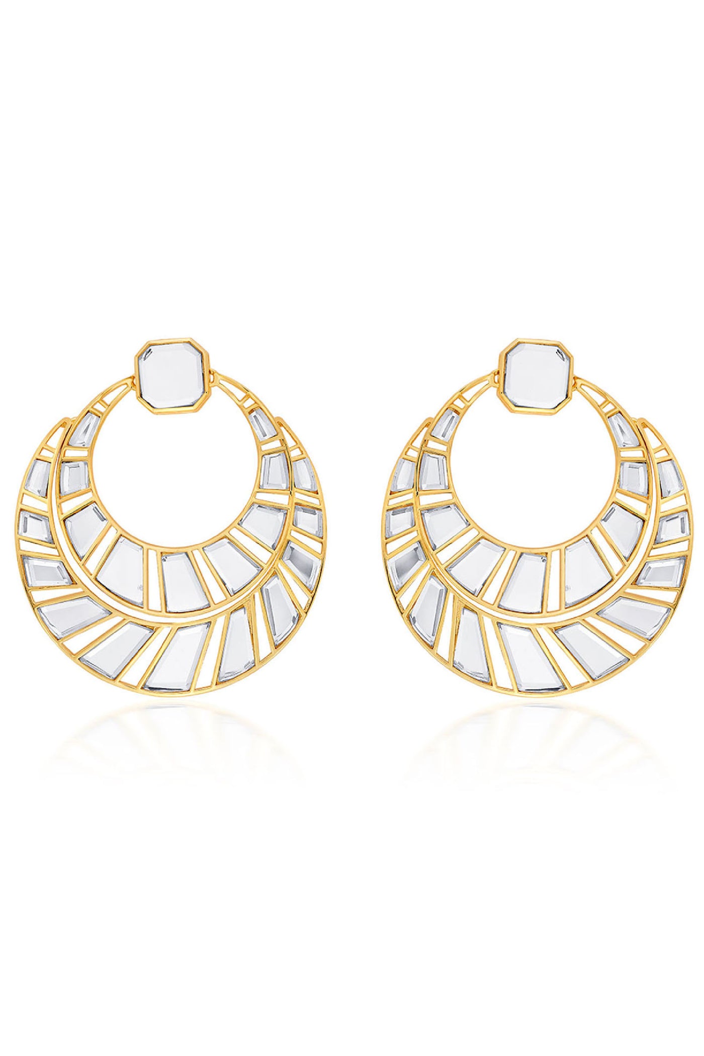 Isharya Fête Mirror Moon Bali Earrings White jewellery indian designer wear online shopping melange singapore