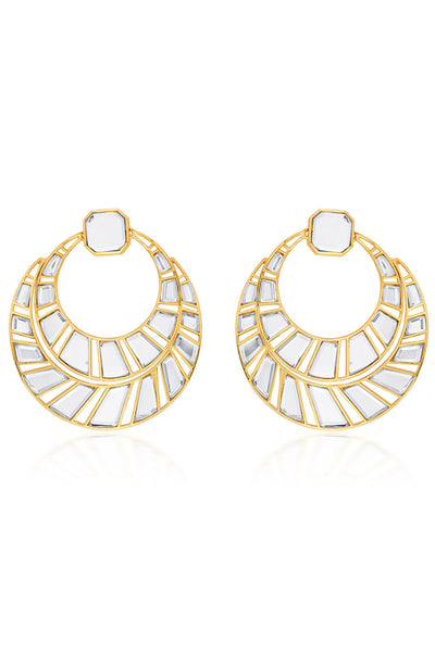 Isharya Fête Mirror Moon Bali Earrings White jewellery indian designer wear online shopping melange singapore