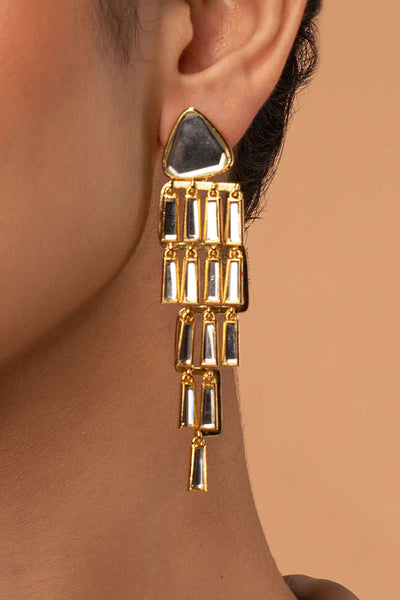 Isharya Fête Mirror Waterfall Earrings jewellery indian designer wear online shopping melange singapore
