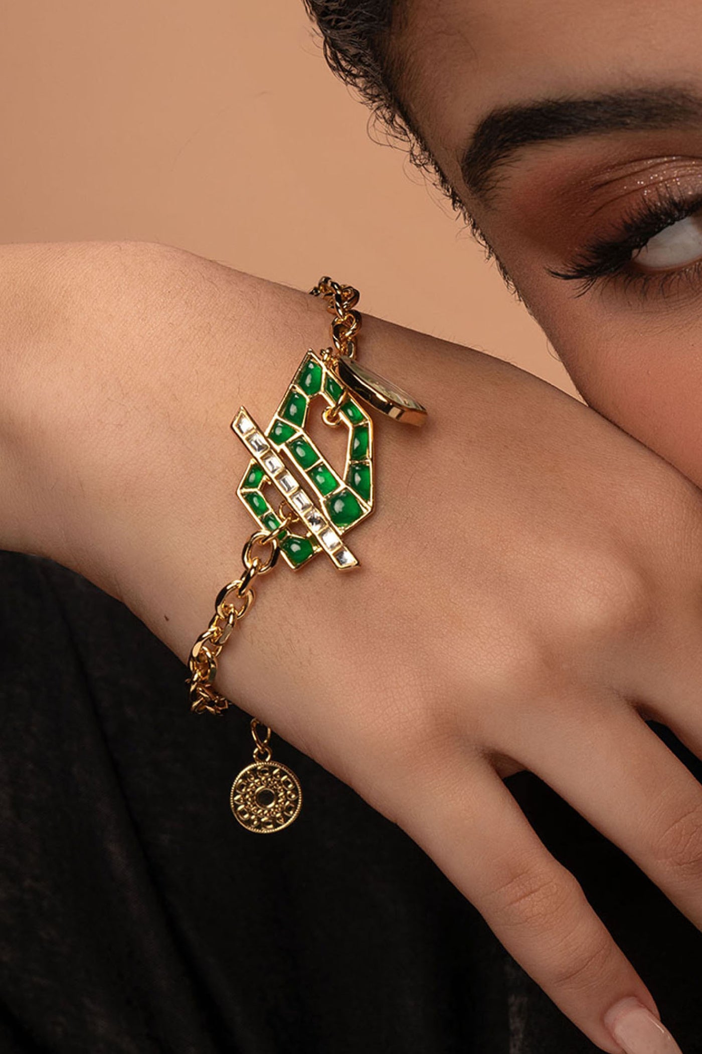 Isharya Fiesta Hydro Emerald Bracelet jewellery indian designer wear online shopping melange singapore