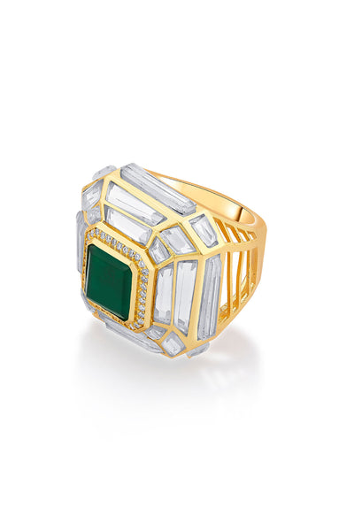 Isharya Fiesta Hydro Emerald Deco Ring jewellery indian designer wear online shopping melange singapore
