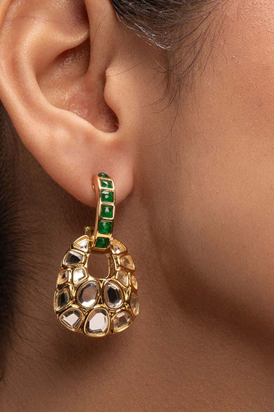 Isharya Fiesta Hydro Emerald Earrings jewellery indian designer wear online shopping melange singapore
