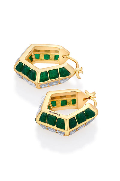 Isharya Fiesta Hydro Emerald Hoops jewellery indian designer wear online shopping melange singapore