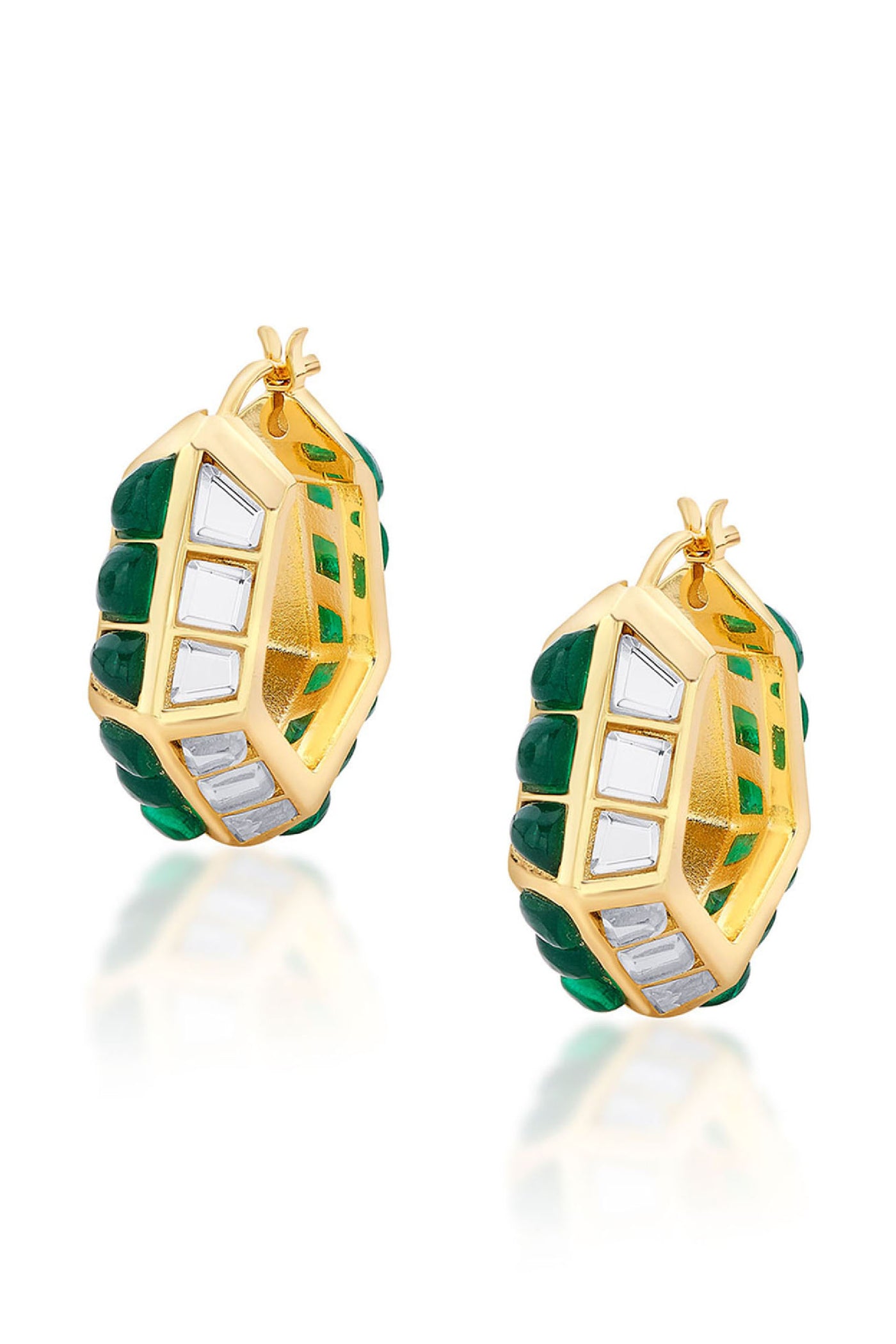 Isharya Fiesta Hydro Emerald Hoops jewellery indian designer wear online shopping melange singapore
