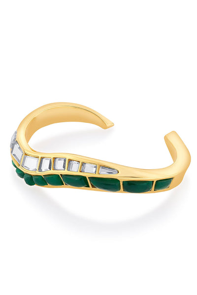 Isharya Fiesta Hydro Emerald Irregular Cuff jewellery indian designer wear online shopping melange singapore
