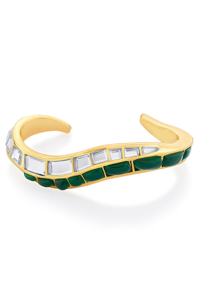 Isharya Fiesta Hydro Emerald Irregular Cuff jewellery indian designer wear online shopping melange singapore