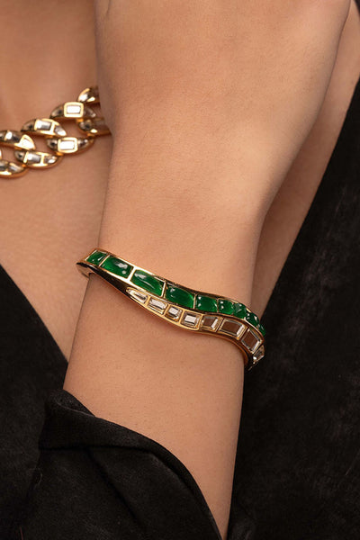 Isharya Fiesta Hydro Emerald Irregular Cuff jewellery indian designer wear online shopping melange singapore