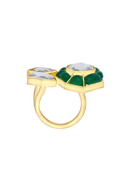 Isharya Fiesta Hydro Emerald Open Ring jewellery indian designer wear online shopping melange singapore