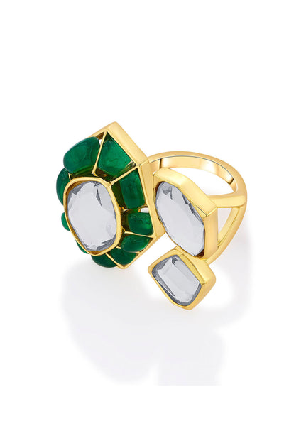 Isharya Fiesta Hydro Emerald Open Ring jewellery indian designer wear online shopping melange singapore