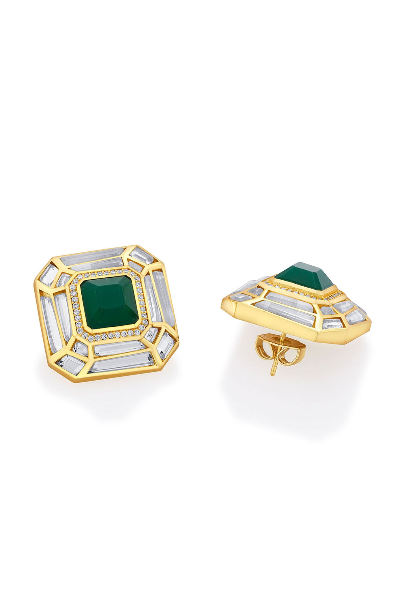 Isharya Fiesta Hydro Emerald Studs jewellery indian designer wear online shopping melange singapore