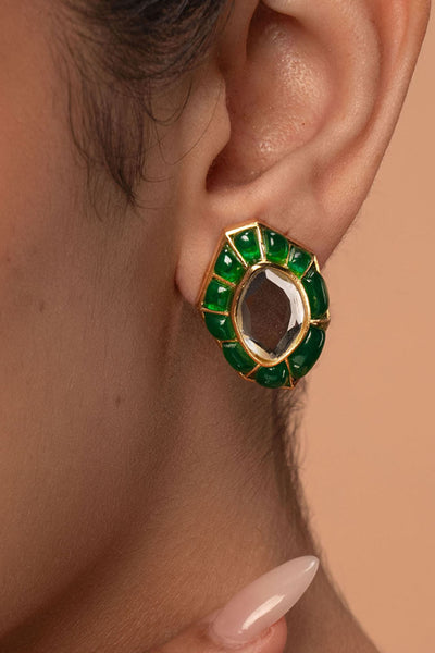 Isharya Fiesta Hydro Emerald Studs jewellery indian designer wear online shopping melange singapore
