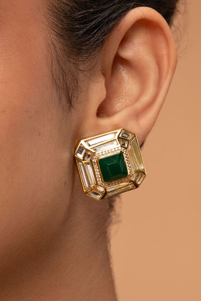 Isharya Fiesta Hydro Emerald Studs jewellery indian designer wear online shopping melange singapore