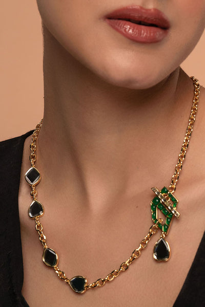 Isharya Fiesta Hydro Emerald Toggle Necklace jewellery indian designer wear online shopping melange singapore