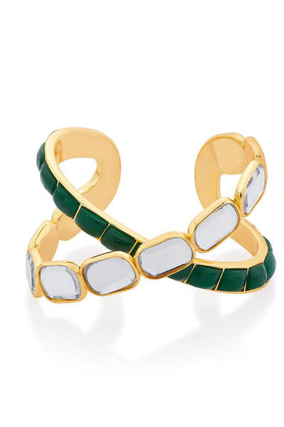 Isharya Fiesta Hydro Emerald X Cuff jewellery indian designer wear online shopping melange singapore