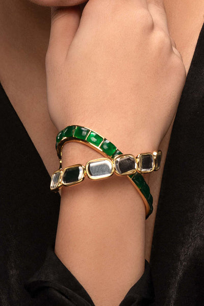 Isharya Fiesta Hydro Emerald X Cuff jewellery indian designer wear online shopping melange singapore