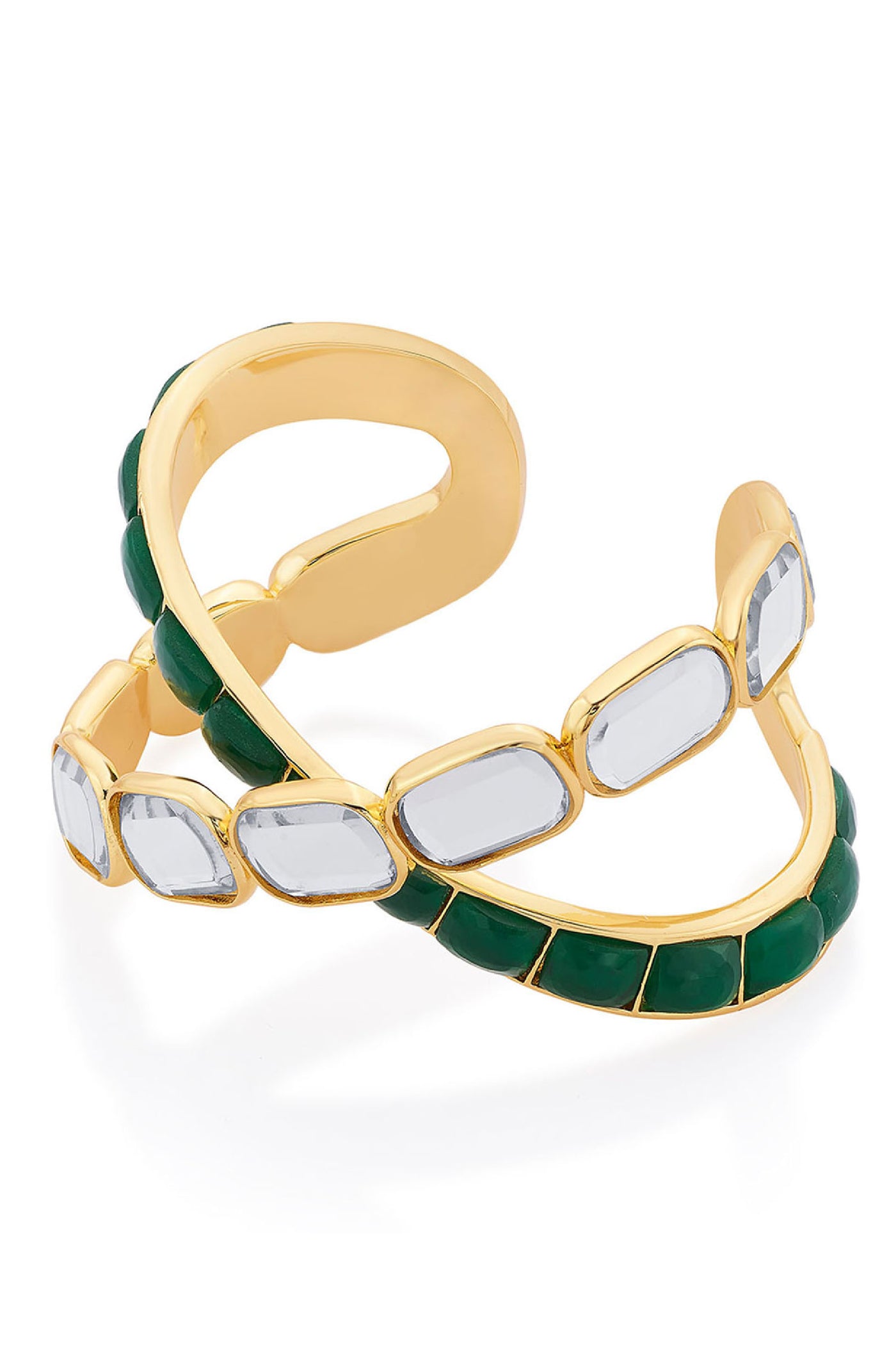 Isharya Fiesta Hydro Emerald X Cuff jewellery indian designer wear online shopping melange singapore