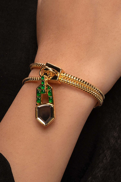 Isharya Flash Hydro Emerald Zip Cuff jewellery indian designer wear online shopping melange singapore