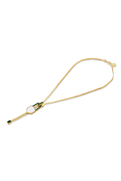 Isharya Flash Hydro Emerald Zip Lariat jewellery indian designer wear online shopping melange singapore