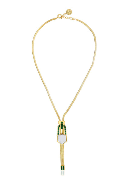 Isharya Flash Hydro Emerald Zip Lariat jewellery indian designer wear online shopping melange singapore