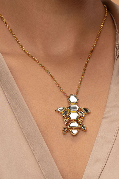 Isharya Flash Mirror Turtle Necklace jewellery indian designer wear online shopping melange singapore