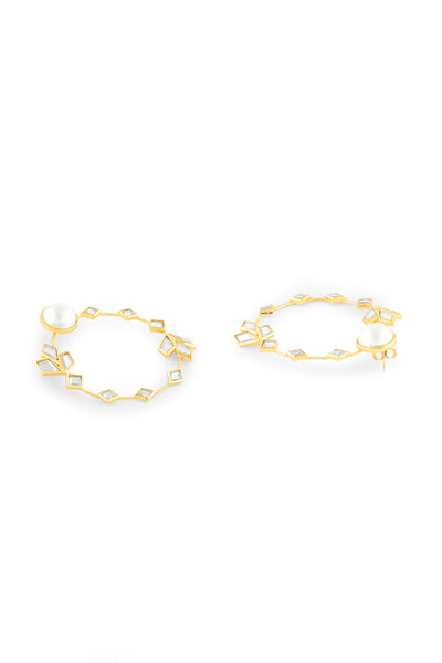 Isharya Flor Hoop Earrings In 18Kt Gold Plated indian designer wear online shopping melange singapore