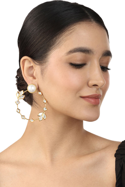 Isharya Flor Hoop Earrings In 18Kt Gold Plated indian designer wear online shopping melange singapore