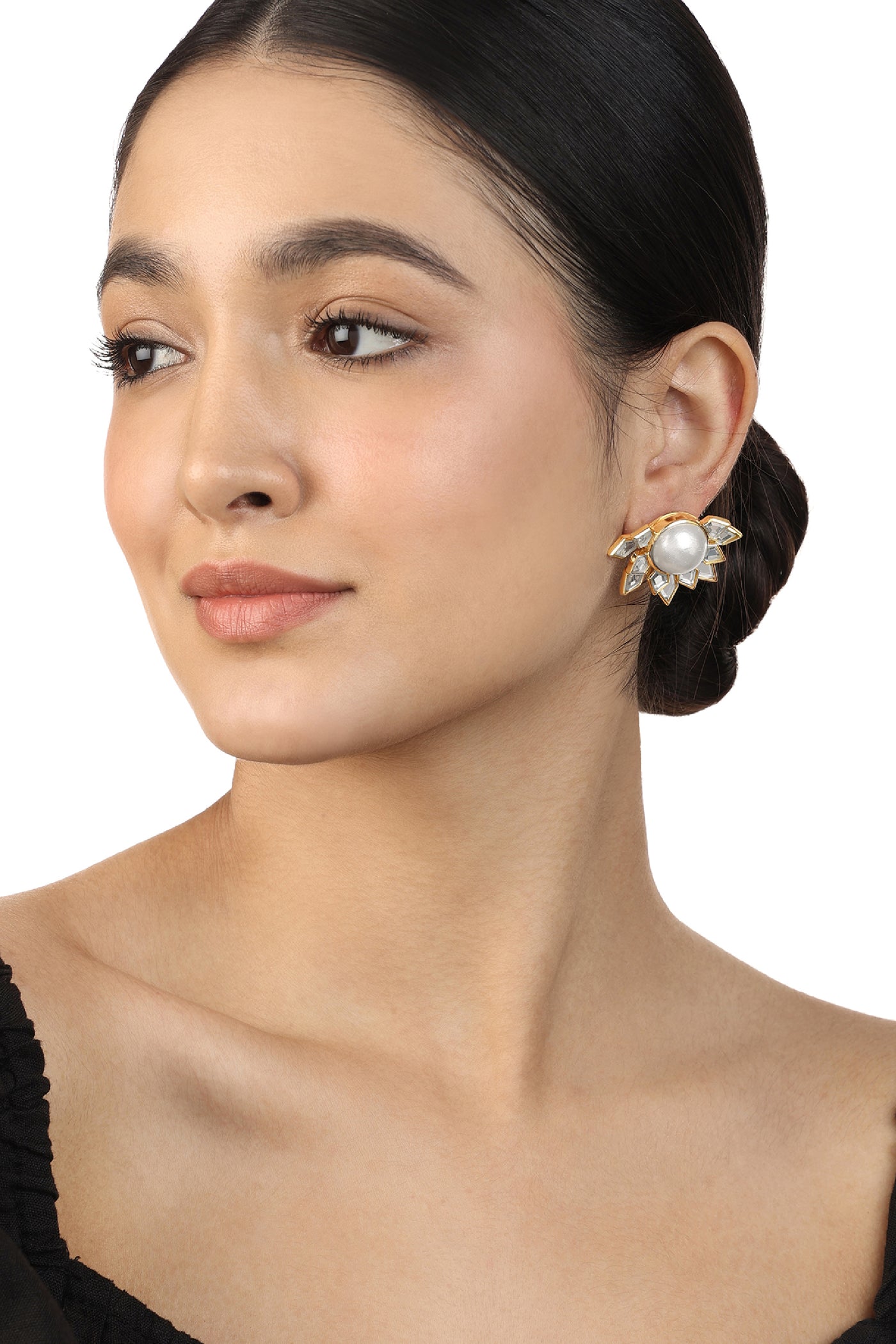 Isharya Flor Mirror Earrings In 18Kt Gold Plated indian designer wear online shopping melange singapore