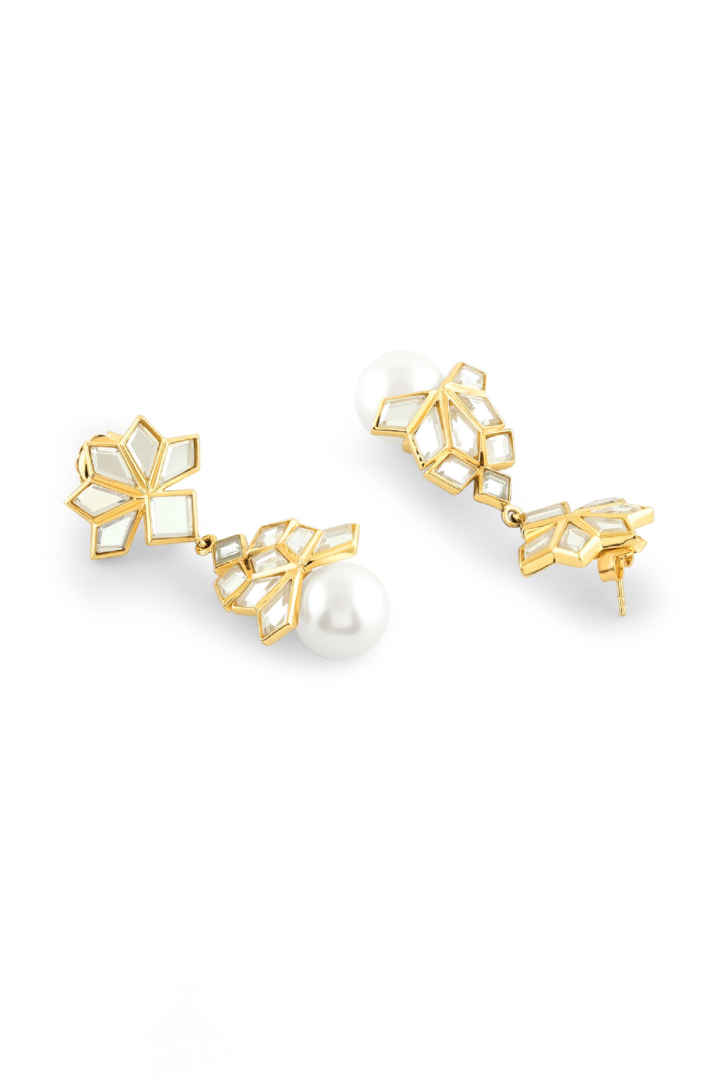 Isharya Flor Mirror Stud Earrings In 18Kt Gold Plated indian designer wear online shopping melange singapore