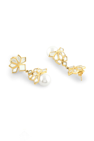 Isharya Flor Mirror Stud Earrings In 18Kt Gold Plated indian designer wear online shopping melange singapore