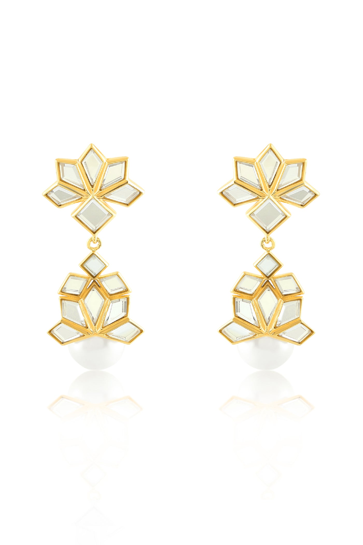 Isharya Flor Mirror Stud Earrings In 18Kt Gold Plated indian designer wear online shopping melange singapore