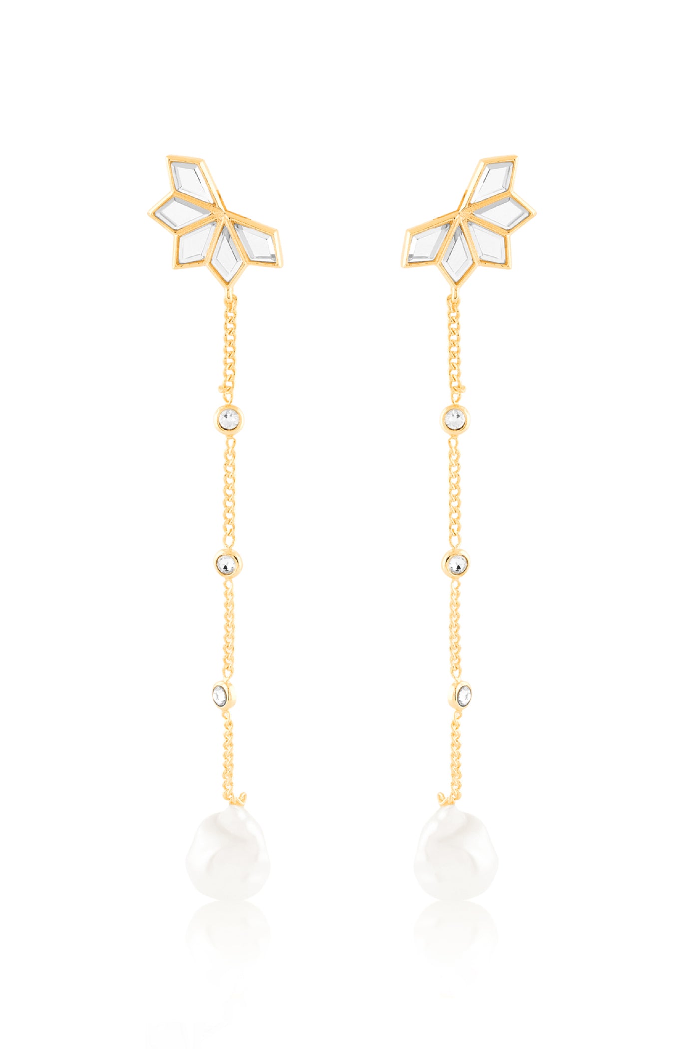 Isharya Flor Pearl Drop Earrings In 18Kt Gold Plated indian designer wear online shopping melange singapore