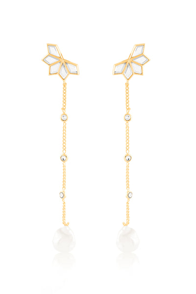 Isharya Flor Pearl Drop Earrings In 18Kt Gold Plated indian designer wear online shopping melange singapore