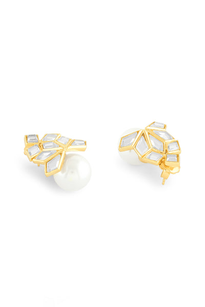 Isharya Flor Pearl Earrings In 18Kt Gold Plated indian designer wear online shopping melange singapore