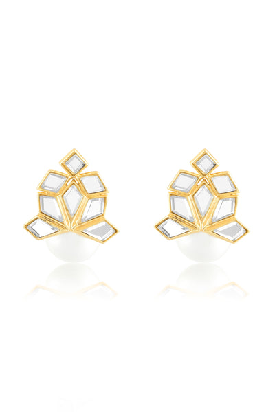 Isharya Flor Pearl Earrings In 18Kt Gold Plated indian designer wear online shopping melange singapore