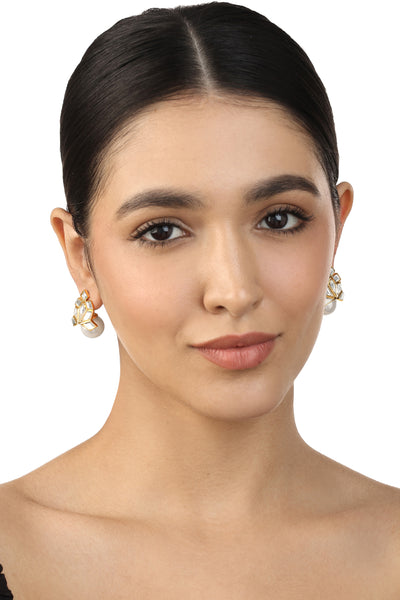 Isharya Flor Pearl Earrings In 18Kt Gold Plated indian designer wear online shopping melange singapore