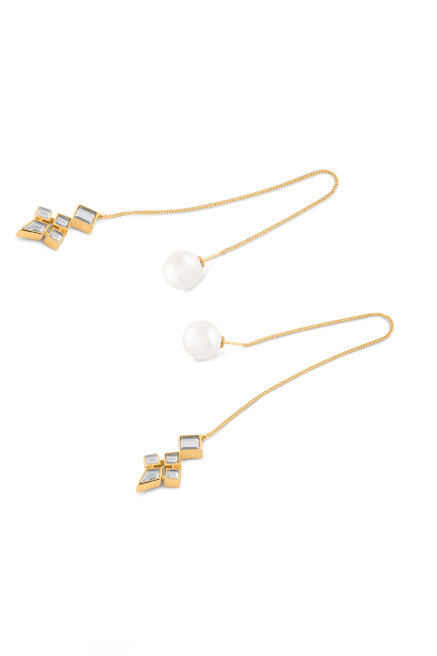 Isharya Flor Pearl Thread Earrings In 18Kt Gold Plated indian designer wear online shopping melange singapore