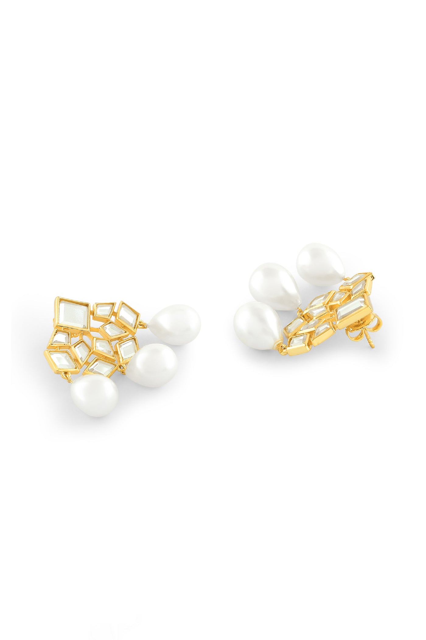 Isharya Flor Pearl Trio Earrings In 18Kt Gold Plated indian designer wear online shopping melange singapore